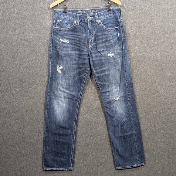 American Eagle Relaxed Straight Jeans Mens 32x34 Cotton Denim 5 Pocket Pants - Picture 1 of 11